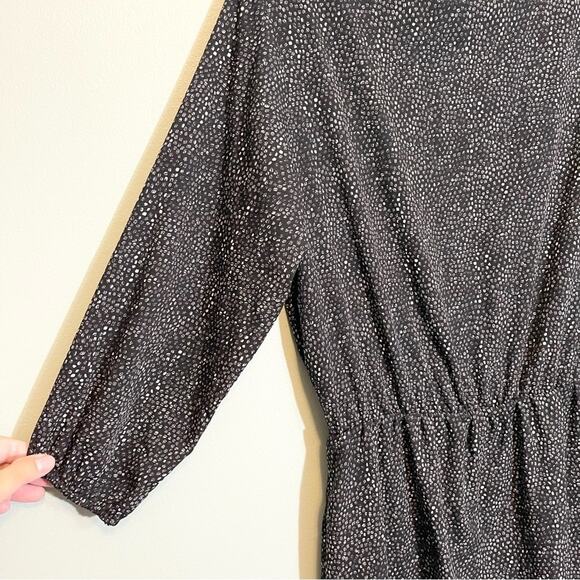 H&M Women's Black Polka Dots V-Neck Long Sleeve Cinched Baby Doll Dress Size 8 - Picture 9 of 16